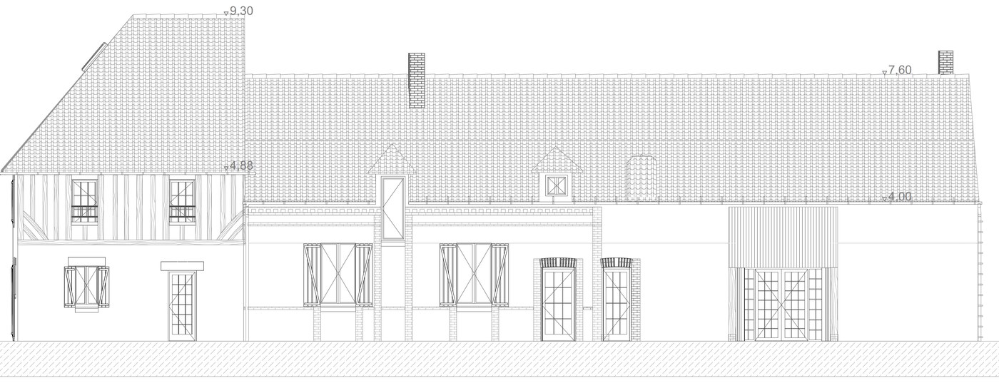 Exemple d'élévation technique réalisée en phase LCMP pour un projet de rénovation à Serez